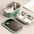 thumbnail image 3 of Fiambrera Bento de acero inoxidable de 1,2 l con control de porciones, ecológica, ideal para comidas al aire libre. 2 niveles verde, 3 of 9