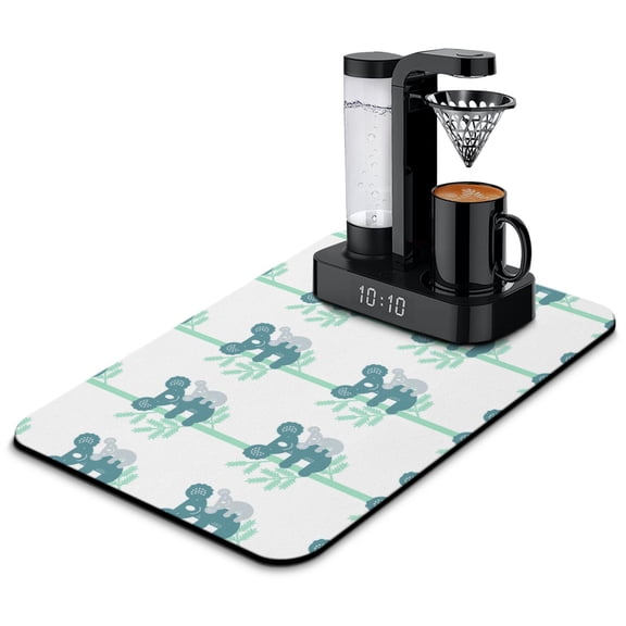 Playful Koala Coffee Maker Mat - Multipurpose Absorbent Mat, Abstract Koala and Floral Design for Kitchen