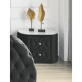 thumbnail image 2 of Newboti 1pc Oval Faux Marble Top Nightstand 2- Drawers Storage Black Finish Button Tufted Faux Crystal Tufted 379057082698934, 2 of 6