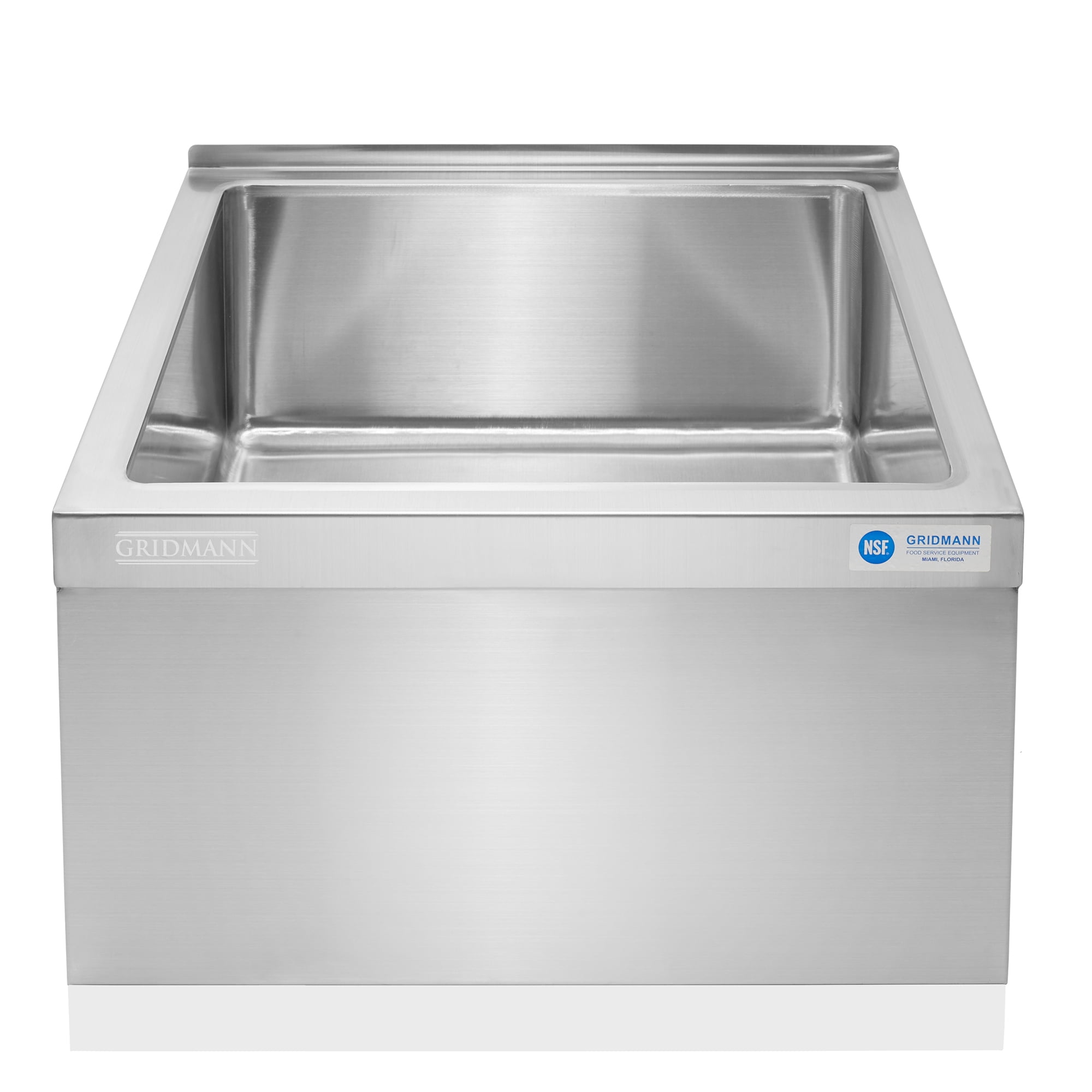 GRIDMANN 24" x 24" x 13" NSF Commercial Stainless Steel Floor Mop Sink with Backsplash