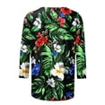 thumbnail image 4 of Juslio Womens Blouses 3/4 Sleeve Flowers Tops Crew Neck Casual Blouses Multicolor L, 4 of 5