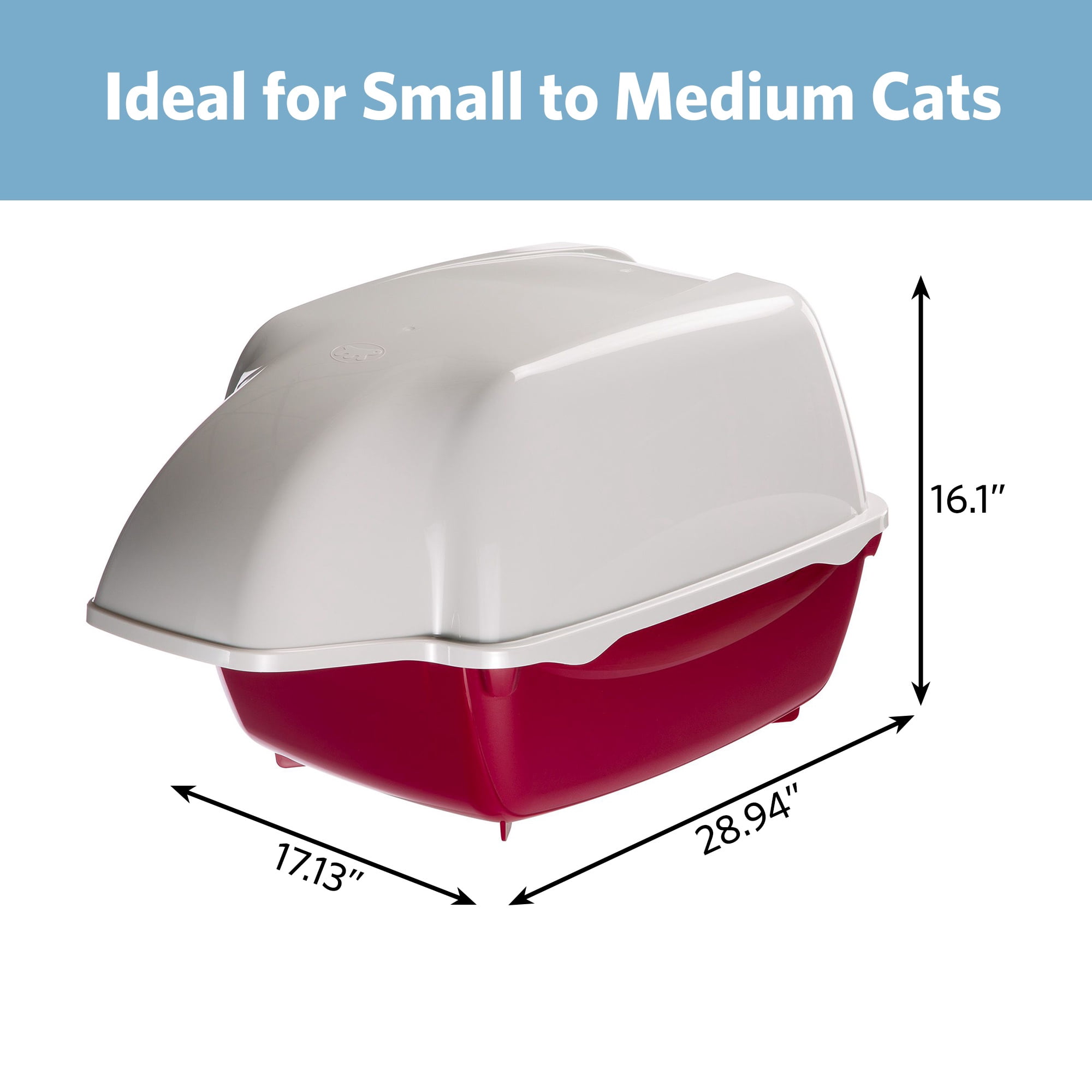 Ferplast Cosmic Outdoor Cat Litter Box - Waterproof Dog-Proof Cat Toilet with Tunnel Entry, High-Sided Base for Litter Containment, Easy-Clean Design, Durable Thermoplastic Resin in Red