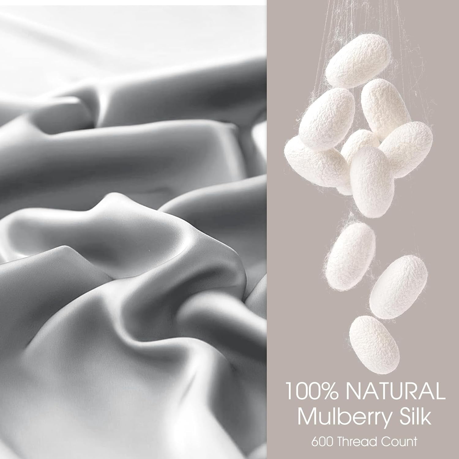 QIUYIDP Silk Pillow Cases 2 Pack Queen Size Mulberry Silk Pillowcase for Hair and Skin Set of 2 Highest Grade 6A Silk Soft Breathable Cooling with Hidden Zipper, White
