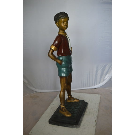 Nifao Kid Holding a Book Bronze Statue – Bronze Statue, Home Decor, 18"L x 11"W x 36"H