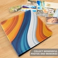 thumbnail image 4 of FORMRS 3 Ring Photo Album 4"x6" Self Adhesive Large Capacity PU Leather Cover, Orange Abstract Wavy, 4 of 8