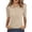 Khaki, variant on Womens Polo Shirts Short Sleeve V Neck Knitted Casual Office Tops Summer Pullover 2XL