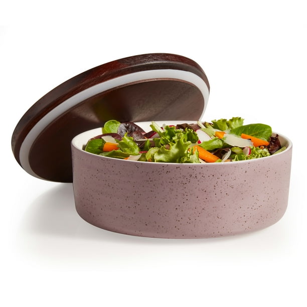 Libbey Urban Story Ceramic Bowl with Lid, Large, Purple