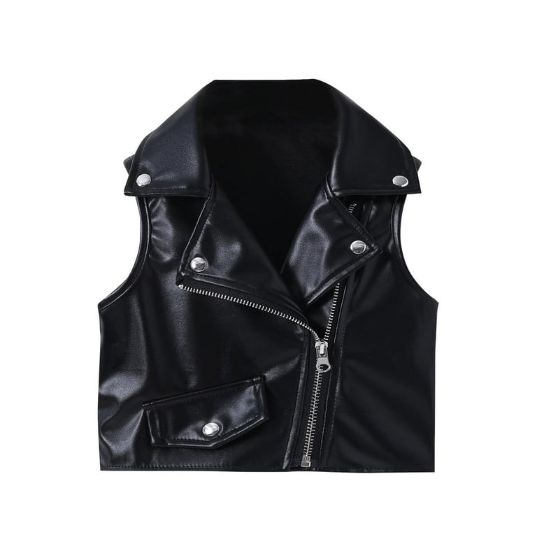 Posijego Toddler Baby Boys Girls Leather Vest Jacket Sleeveless