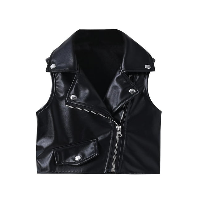 Kids' Solid Color Leather Winter Jacket , Long Sleeve Men'S Outerwear For Boys Black 130