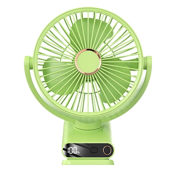 Clip portátil en el ventilador Desktop Ventilador digital Pantalla USB recargable con ventilador de escritorio mini de luz nocturna para el estante de verde