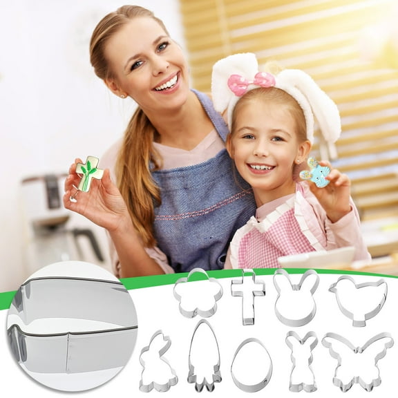 Easter Cookie Cutter Set, 9Pcs Stainless Steel Cookie Cutters - Egg, Carrot, Bunny, Chick and Butterfly for for Kids Holiday Celebration