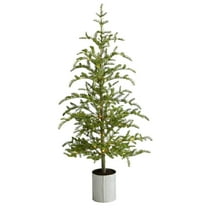 Nearly Natural 5.5' Pre-Lit Pine Christmas Tree in Decorative Planter with 150 Lights - 5.6