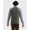 thumbnail image 3 of Hanes Beefy-T Men's Long Sleeve Colorblock Henley Camouflage Green/Oxford Green XL, 3 of 9