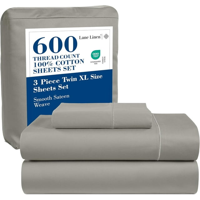 Draps en Coton Ultra Doux Ensemble de Draps Double Ensemble Pc Nombre de Fils Satin Literie Draps à Poches Profondes Draps Rafraîchissants Draps Format Double Ensemble de Lit Respirant ()