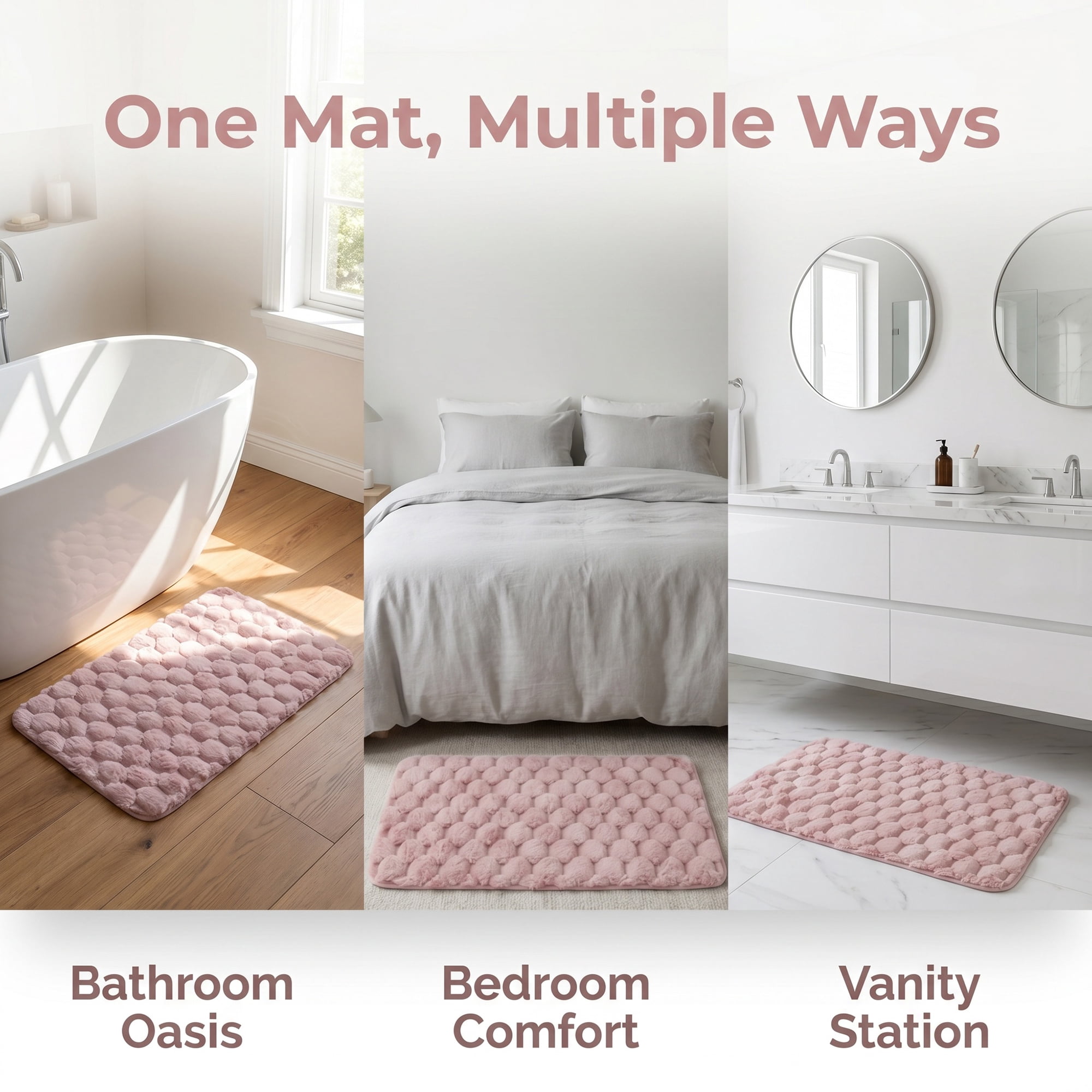 Unique Bargains Luxury Ultra Soft Absorbent Microfiber Bath Mat Non Slip Pink 24" x 16"