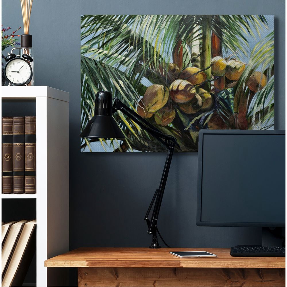 Stupell Home Décor Tropical Palm Coconuts Green Yellow Painting Canvas Wall Art by Suzanne Wilkins