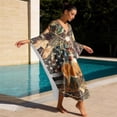 thumbnail image 4 of SEANATIVE Kaftan Dresses for Women Plus Size V-Neck Swimsuit Coverup Beach Pool Cover Up Batwing Sleeves Bathing Suit Outfits Swim Outfit Women's Summer Clothes, USA Flag Camo Leaf Deer, 4 of 7