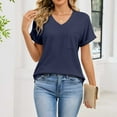 thumbnail image 4 of Paiwinds Women's Pocket Detail V-Neck Short Sleeve Pullover Blouse - Soft Polyester Cotton Blend Casual Top for Daily Wear, Errands & Relaxed Outings, 4 of 6