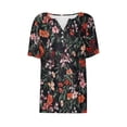 thumbnail image 5 of Women's Short Sleeve Tops Womens T Shirts Loose Fit Floral Blouses for Women Dressy Womens V Neck T Shirts White, 5 of 5