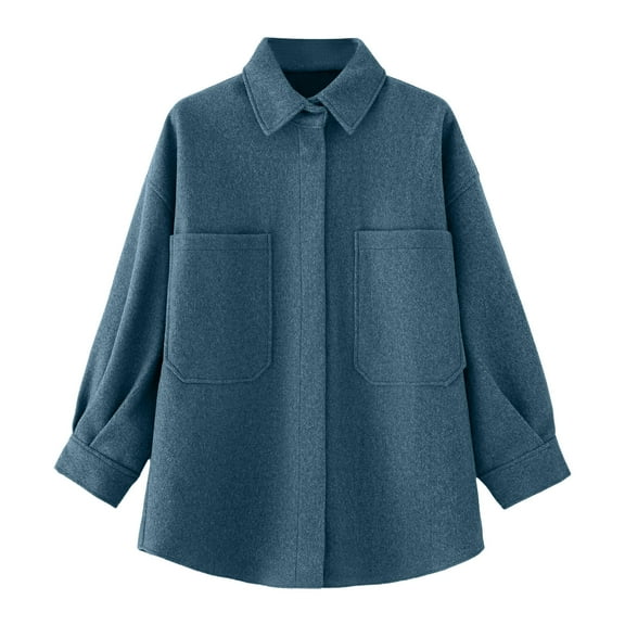 Karight Women's Long Sleeve Shirt Western Fashion Thick Fleece Button Up Oversized Shacket Jacket