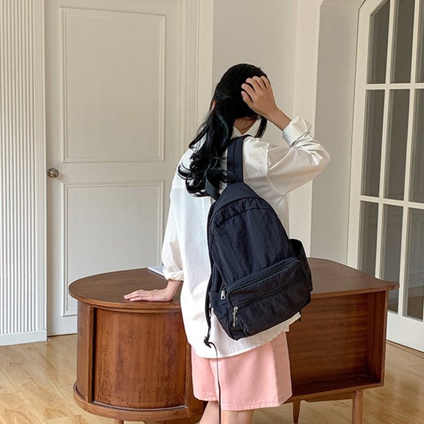 Mochila universal para libros Mochila escolar informal de nailon de gran capacidad (negro)