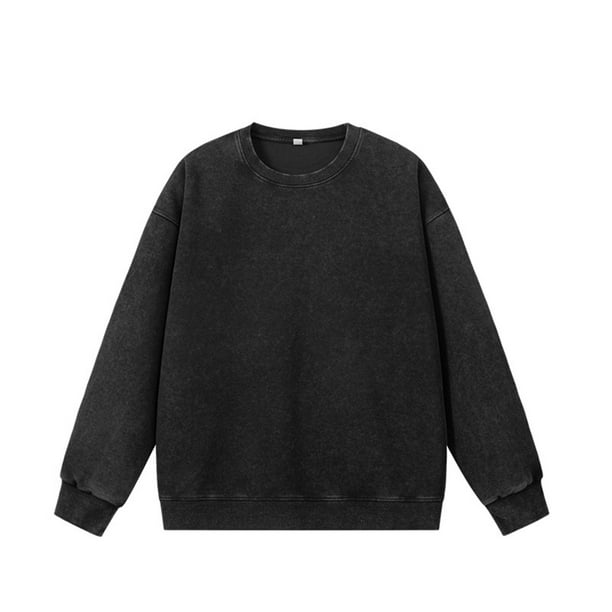 pstuiky camisa de manga larga para hombre, Sudadera de cuello redondo y manga larga desgastada de color liso para hombre top de hombre xl