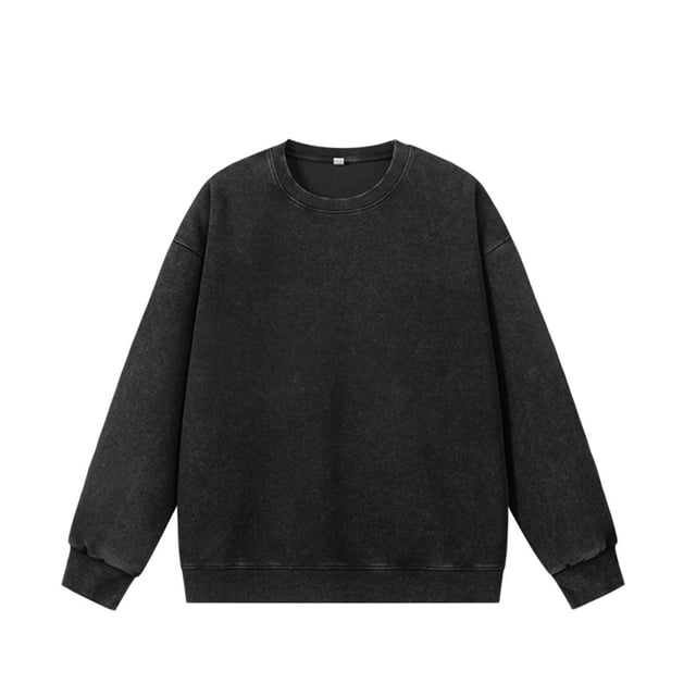 pstuiky camisas de manga larga para hombre, Sudadera de cuello redondo y manga larga desgastada de color liso para hombre Tops casuales para hombres m