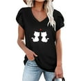 thumbnail image 2 of Birdeem Mode Femmes Été Col en V Manches Courtes T-Shirt Imprimé Décontracté Blouse, 2 of 4