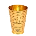 thumbnail image 3 of Indian Art Villa Brass Embossed Flower Design Lassi Glass, Drinkware – Height 4.5 Inch, 13.5 oz, Set of 6, 3 of 4