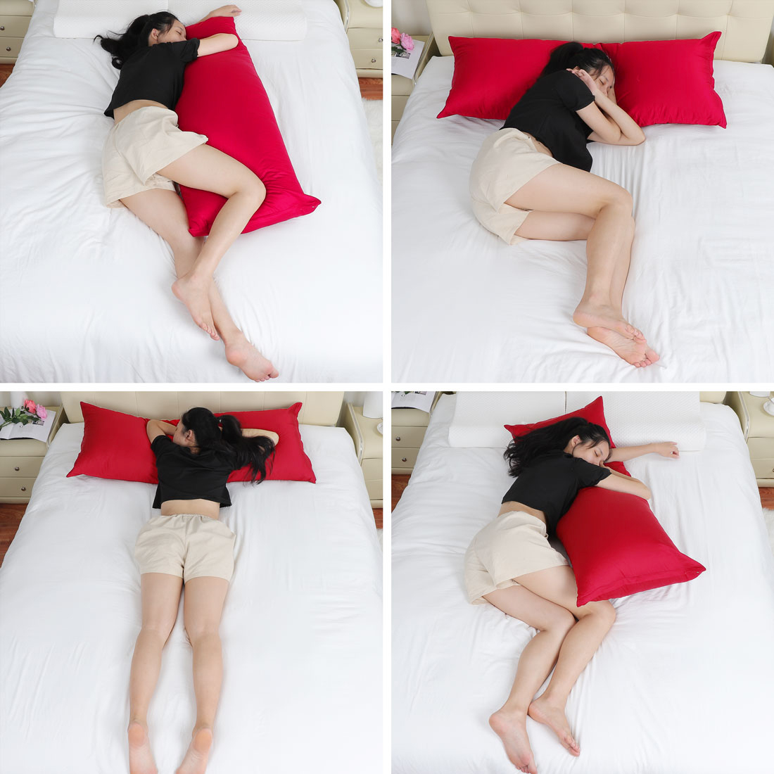 Unique Bargains Solid Solid Washable Woven 300 Thread Count Pillow Shams Body Pillow Red (Pillowcase Only, Pillow Insert Is Not Included)