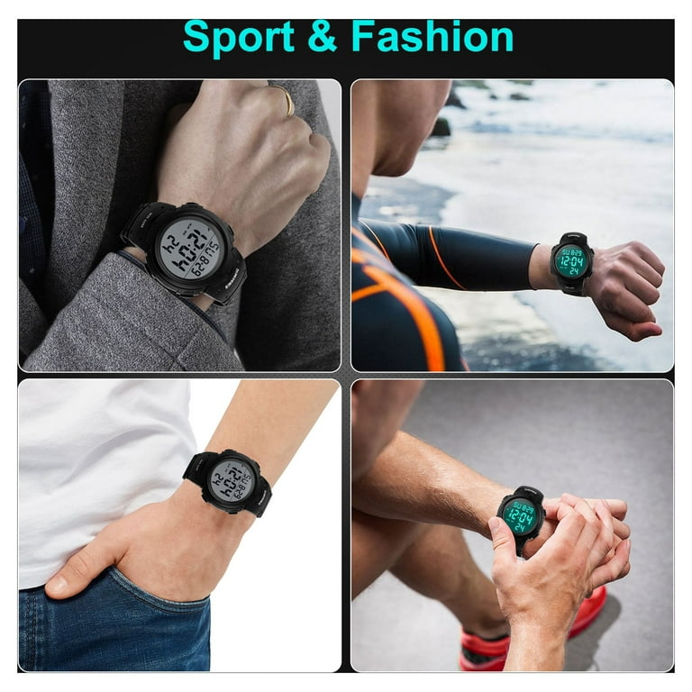 Men's Digital Sports Watch Waterproof Tactical Watch with LED Backlight  Watch for Men