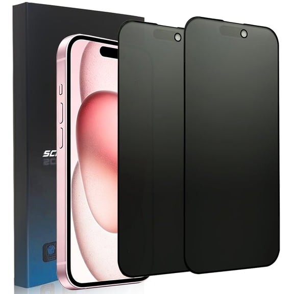 ZYQEEE 2 Pack Matte Privacy Screen Protector for iPhone 15 - 6.1", Anti-Spy Scratch Resistant Tempered Glass Film, Anti-Glare and Anti-Fingerprint, Rounded Edge Full Coverage