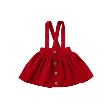 

Farrubbyine8 Toddler Kids Baby Girls Strap Corduroy Overall Strap Dress Outfit Clothes Button Solid Mini Dresses