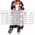 thumbnail image 3 of CHGBMOK Women Long Plaid Hooded Jacket Full Zip Up Loose Coat Casual Drawstring Hem Outerwear with Pockets, 3 of 7