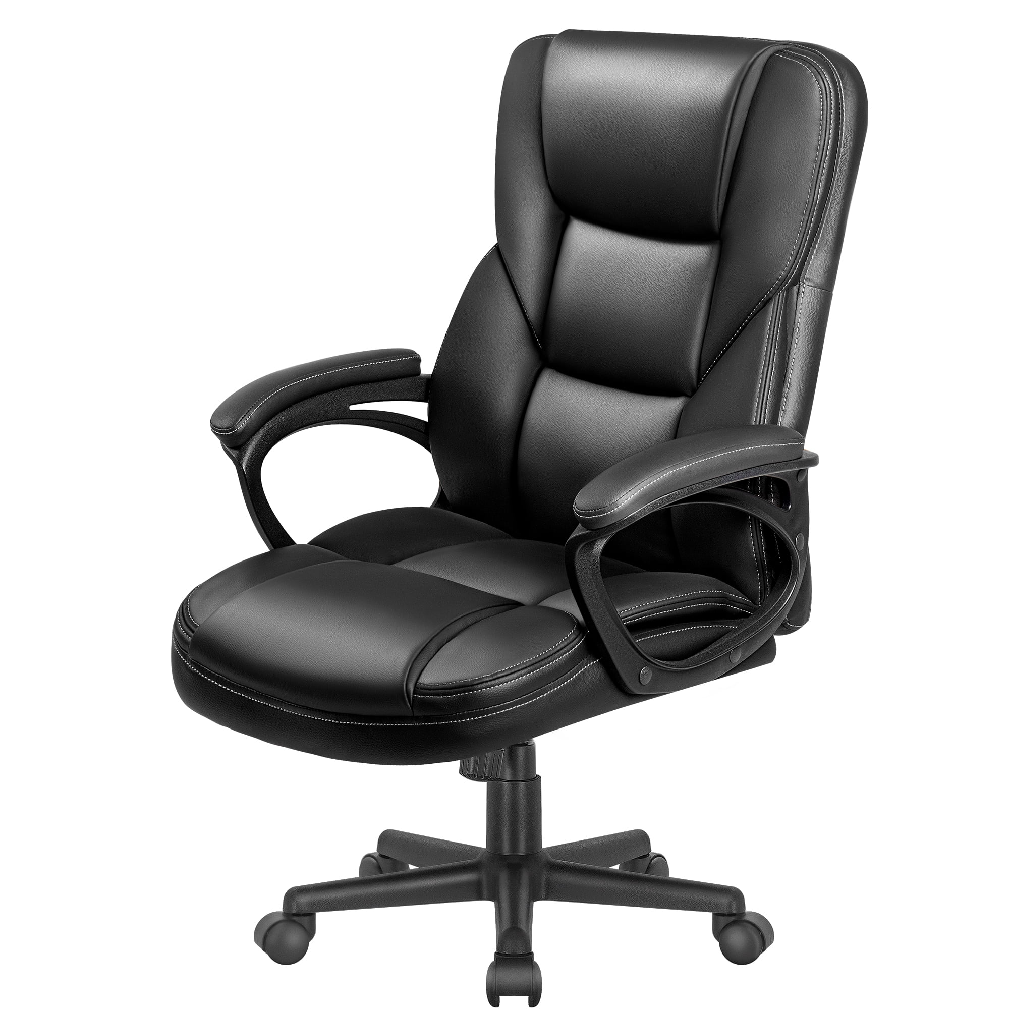 Furmax High-back Executive Office Chair with Lumbar Support Height Adjustable Swivel PU Leather Chair, Black