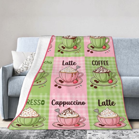 Coffee Throw Blanket Vintage Drink Cup Lovers Soft Flannel Gifts Decor for Sofa Couch 50x40