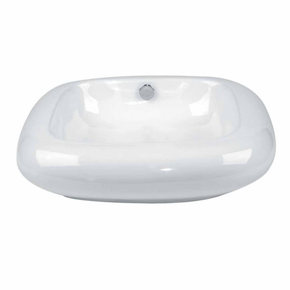 Renovators Supply Capri Rounded Rectangular Bathroom Sink 21" White Ceramic Countertop Vessel Sink w/Overflow