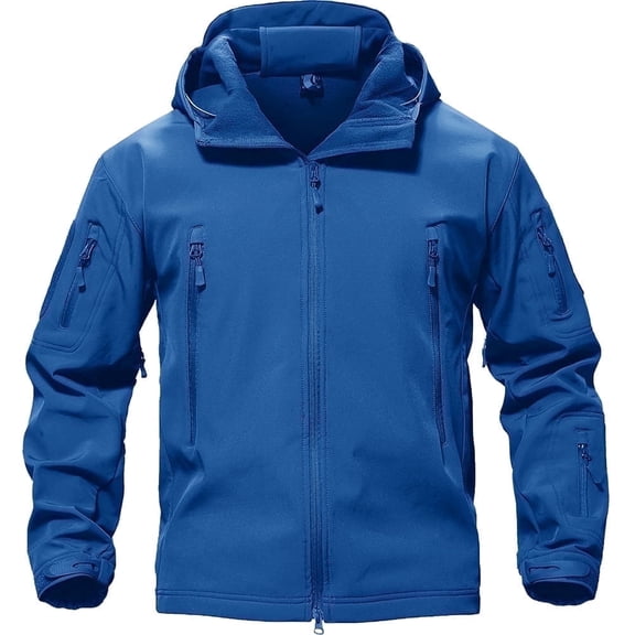 TACVASEN Mens Quick Dry Jacket Warm Winter Hoodie Soft Shell Coat Blue XL