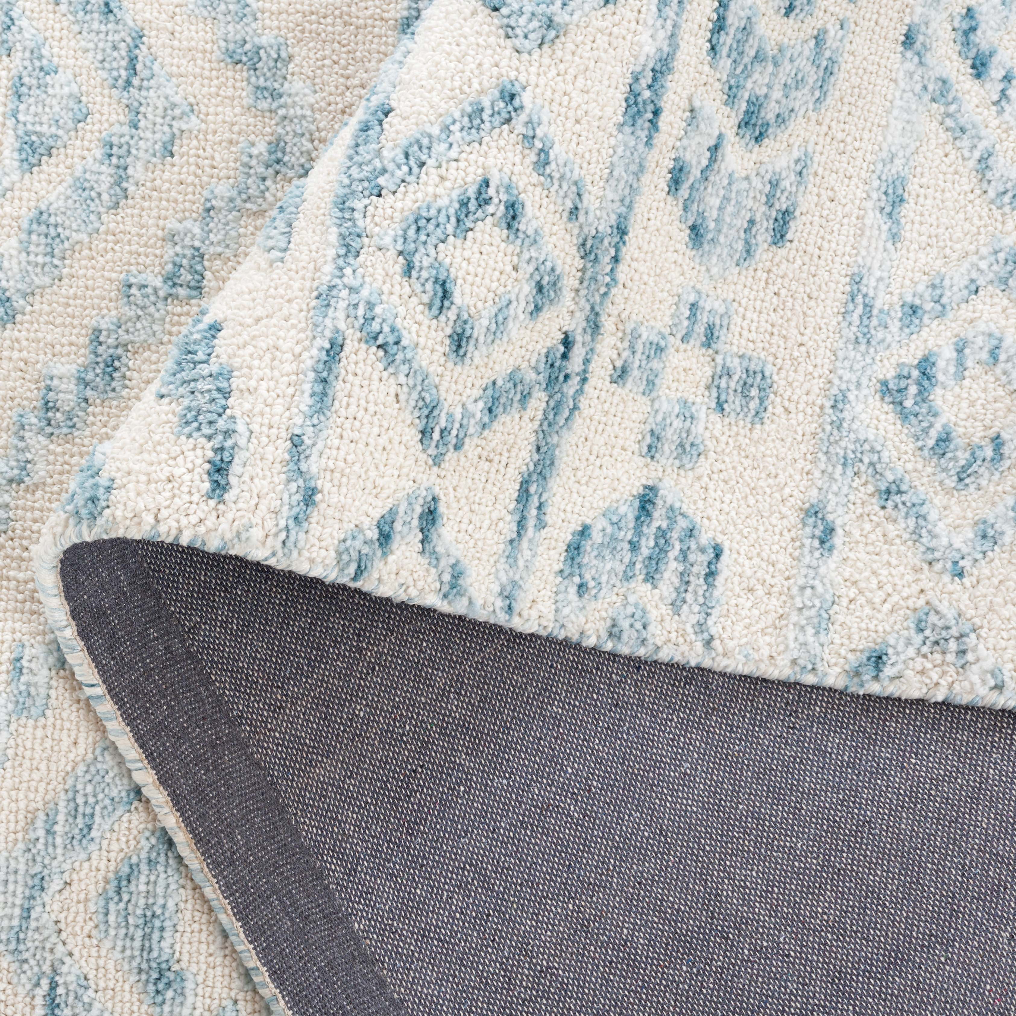 SAFAVIEH Audrey Barbara Geometric Runner Rug, Ivory/Blue, 2'6" x 8'