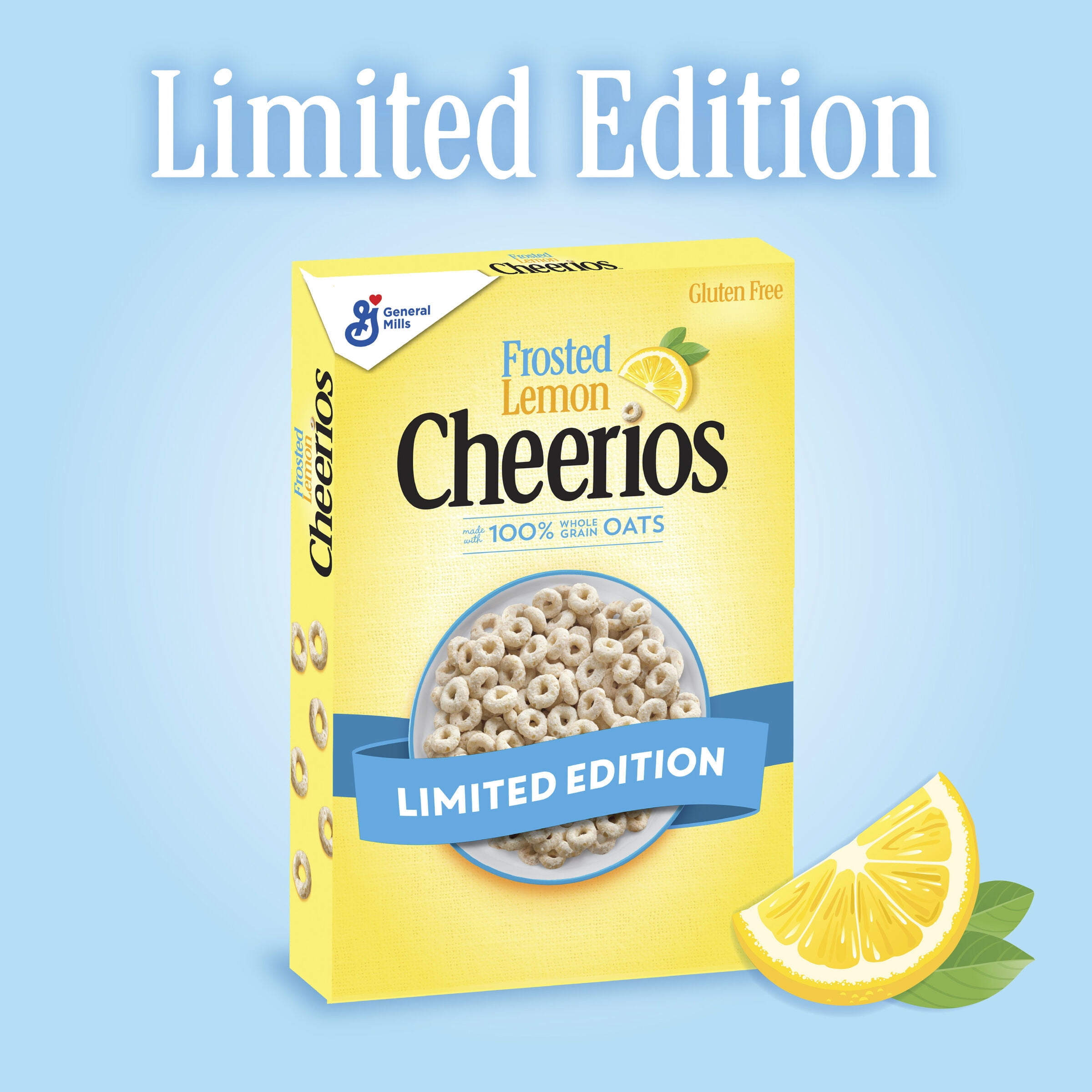 Frosted Lemon Cheerios Cereal, Gluten Free Cereal with Oats, Limited Edition, 10.9 oz