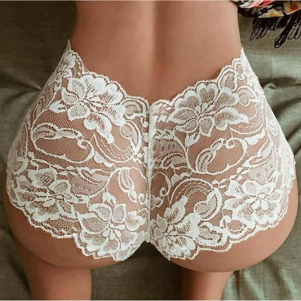 jovat Womens Sexy Lace Peach Buttocks Underwear High Waist Panties Silky Comfy  Panties 