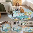 thumbnail image 5 of Easter Round Area Rug 5Ft Washable Circle Rugs for Living Room Bedroom, Turquoise Truck Eggs Gnomes Rabbit Wooden Grain Non-Slip Carpet Floor Mats Indoor Outdoor Carpet Runner Aesthetic Home Decor, 5 of 8