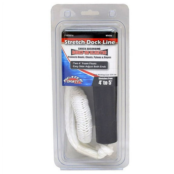 Boater Sports Boat Stretch Dock Line 52516 | 339 lbs White 4 to 5 Feet