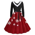 thumbnail image 1 of TIMIFIS Robes de Noël pour Femmes, Robes Maxi pour Femmes Robe Vintage de Vacances Manches Longues Col en V en Fourrure Robe Dos Nu, 1 of 3