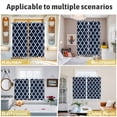 thumbnail image 6 of Navy Blue Morocco Pattern Kitchen Curtains Short 54 Inch Length, White Moroccan Geometric Art Grommet Top Bedroom Living Room Curtains, Light Filtering Cafe Curtain Drapes 2 Panels Set 84''x54'', 6 of 9