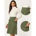 thumbnail image 2 of Unique Bargains Women's Suede Button Front Pockets Decor A-Line Skirts XL Army Green, 2 of 6