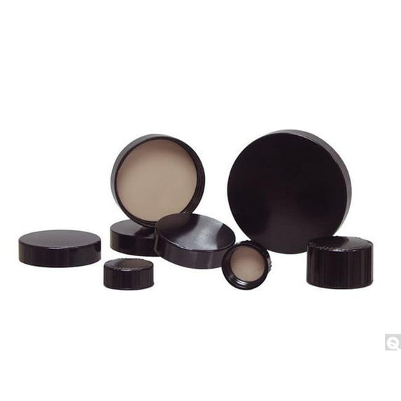 33-400 Black Ribbed Phenolic Cap with F217 & PTFE Liner - 12 Per Pack - Pack of 576