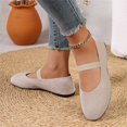 thumbnail image 4 of Domuza Women's Mary Jane Flat Shoes with Elastic Strap, Soft Faux Suede Slip On Casual Walking Flats, Comfortable Low Profile Everyday Footwear for Work Office Daily Wear White 7.5（EU-39）, 4 of 6