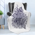 thumbnail image 4 of Koi Fish Soft Flannel Fleece Throw Blanket, Koi Carp Fish Hand-drawn in Dark Blue with a Lotus Flower Mandala Print, Cozy Plush for Indoor and Outdoor Use, 60" x 80", Indigo and White, by Ambesonne, 4 of 5