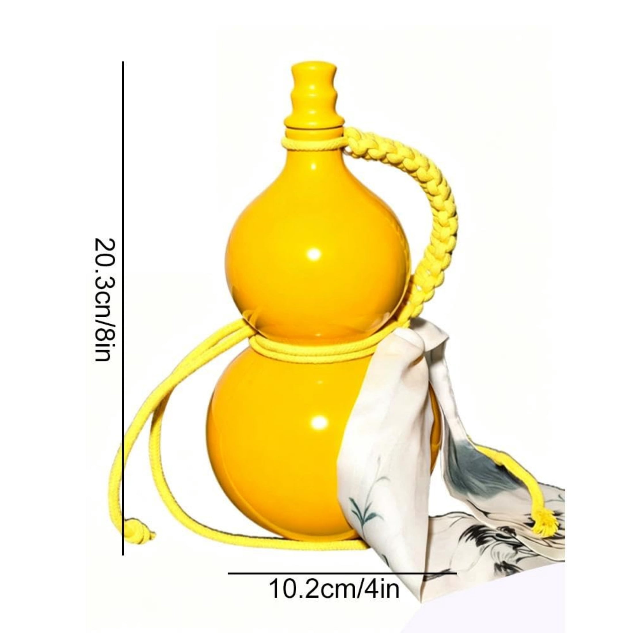 Glass Gourd Water Bottle with Tassel, Decorative Cultural Drinkware for Home Decor - Pink